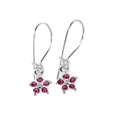 Flower Earrings with Swarovski(R) Crystal Rose Pink Sterling Silver