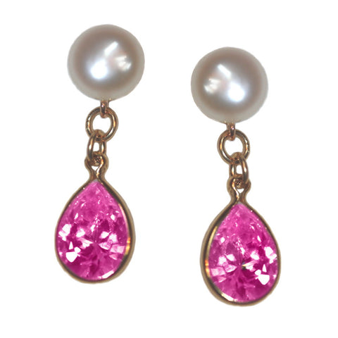 A+ Grade Cultured Freshwater Pearl Earrings October Cubic Zirconia 14K Gold-Fill