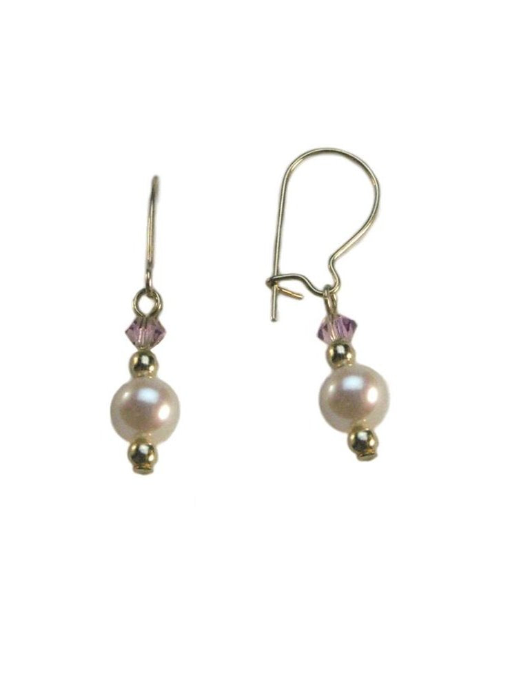 Cultured Freshwater Pearl Earrings Made with Swarovski(R) Crystals Gold-filled