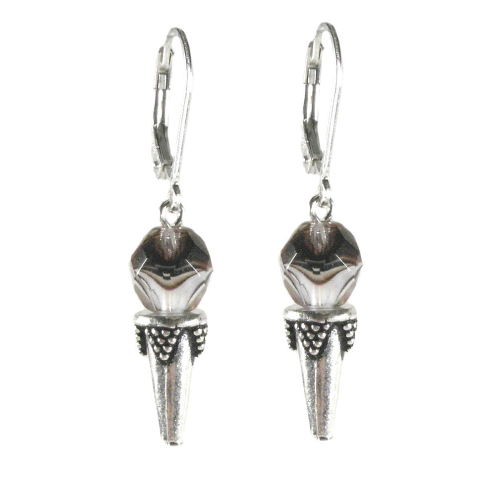 Chocolate Swirl Ice Cream Cone Earrings Crystal on Sterling Silver