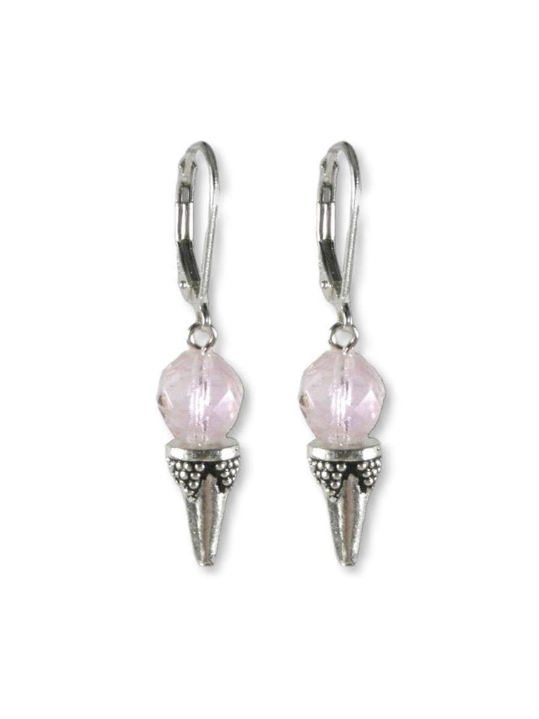 Ice Cream Cone Earrings Czech Beads on Sterling Silver Strawberry Frost