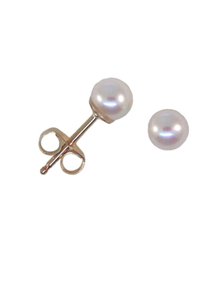 B-grade Saltwater Cultured Pearl Stud Earrings 14k Yellow Gold-filled