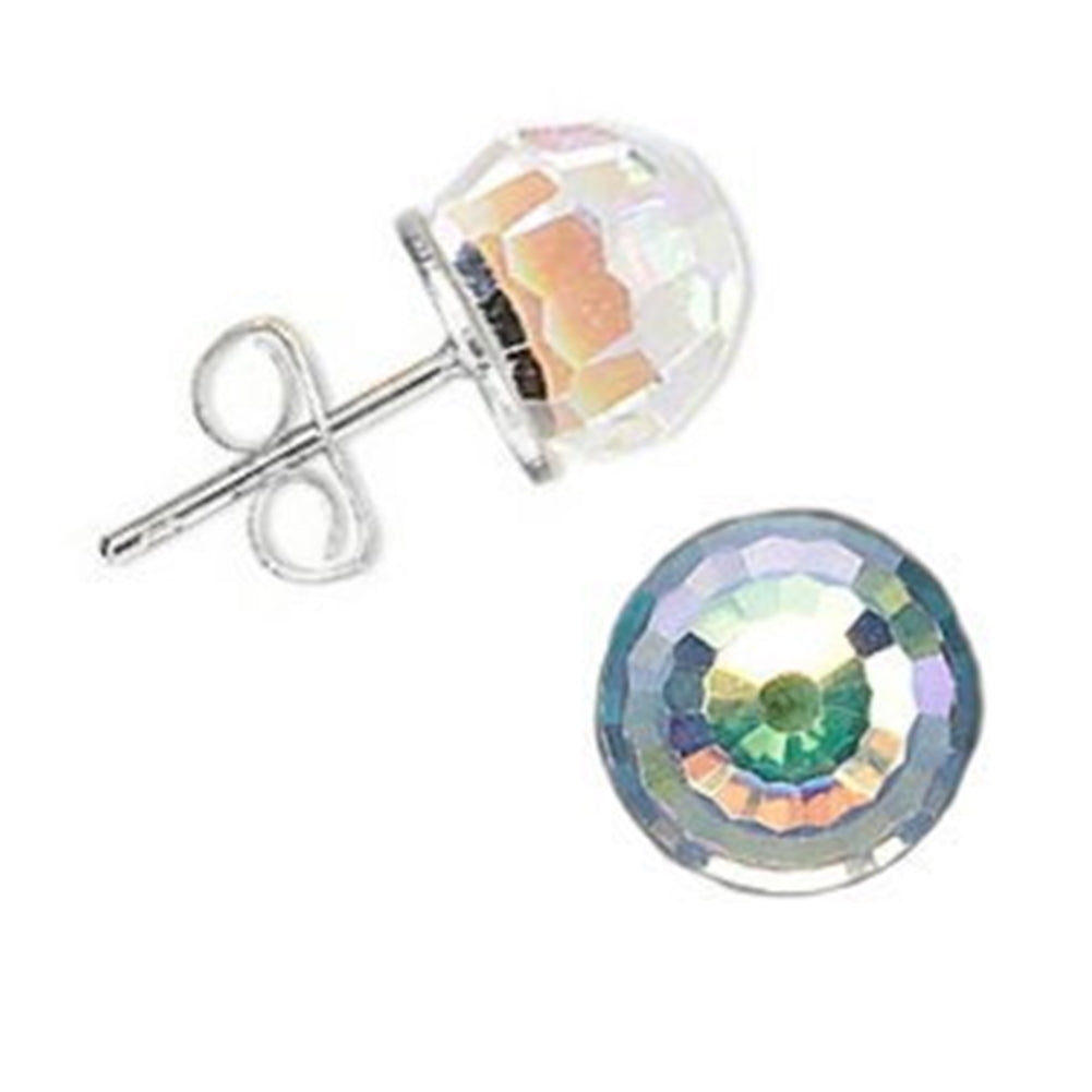 Crystal Ball Stud Earrings Sterling Silver 8mm Made with Swarovski(R) Crystal Balls