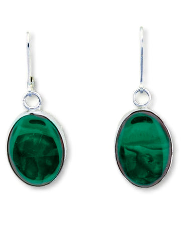 Green Shell Dangle Earrings Sterling Silver