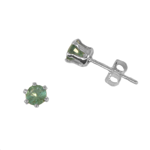 Genuine Emerald Post Stud Earrings Sterling Silver 4mm