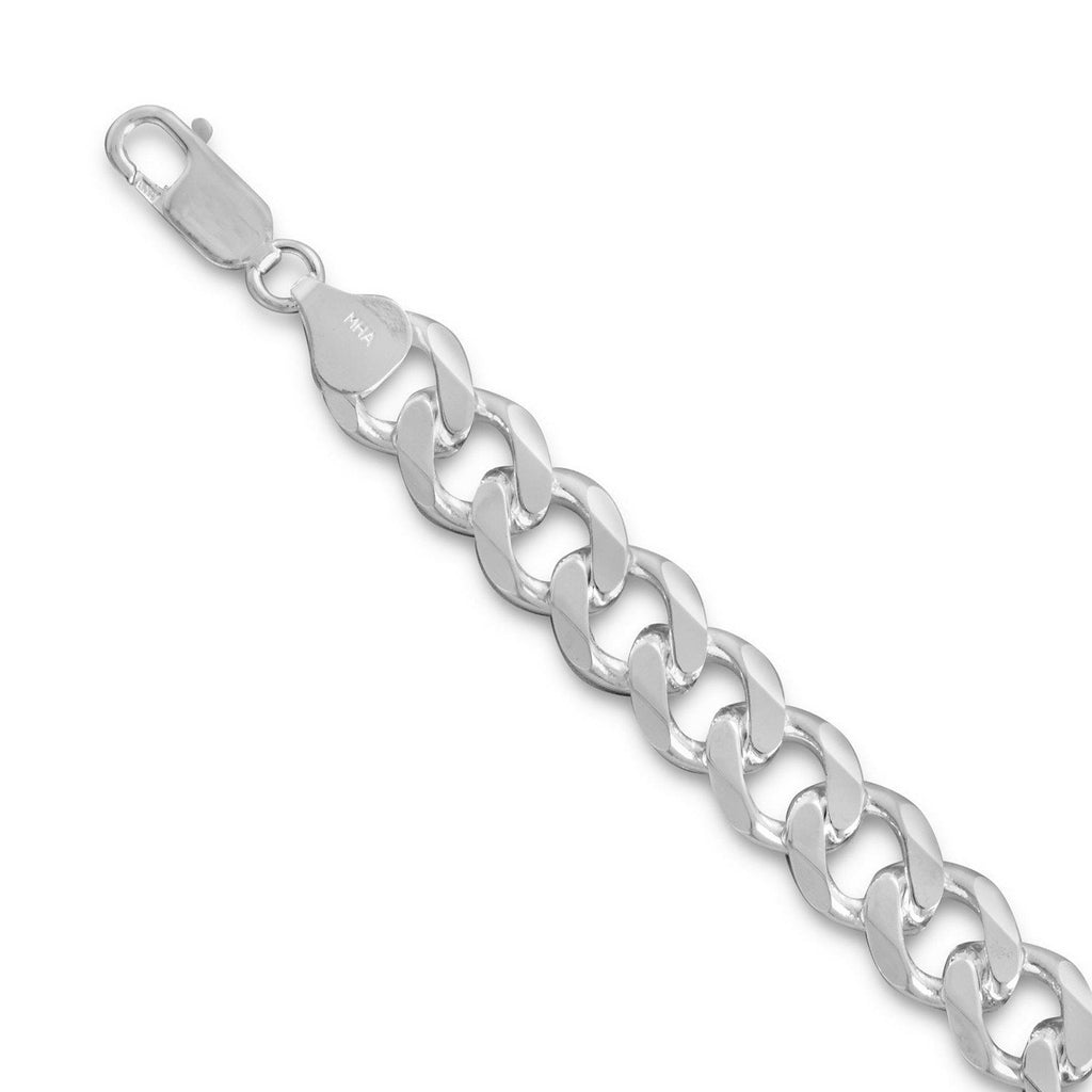 Beveled Curb Chain Necklace 8mm Wide Sterling Silver