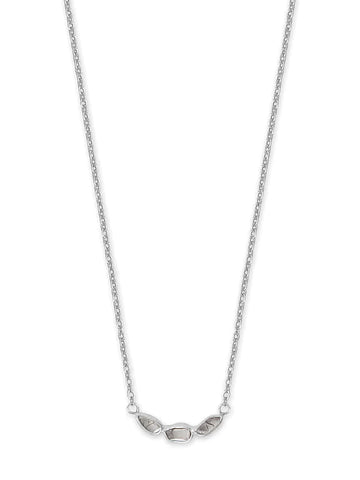 Three-stone Genuine Polki Diamond Necklace Rhodium on Sterling Silver Adjustable