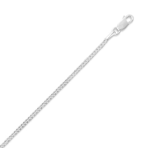 Beveled Curb Chain Necklace 2mm Sterling Silver