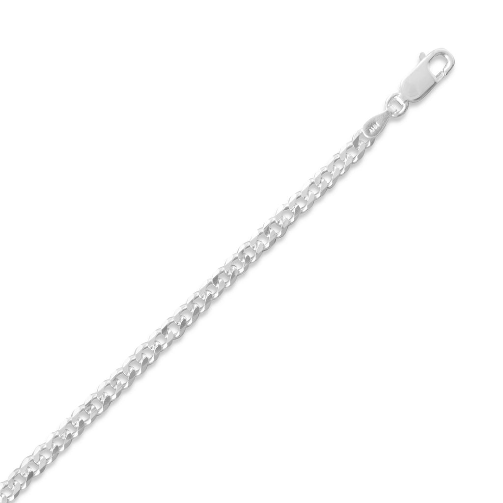 Beveled Curb Chain Necklace 3mm Width Sterling Silver