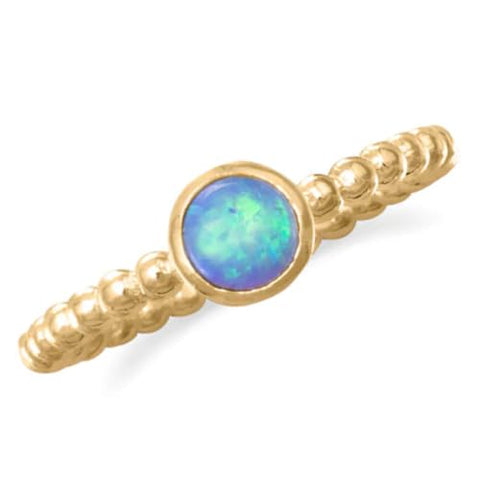 AzureBella Jewelry 14k Gold-plated Silver Synthetic Blue Opal Ring