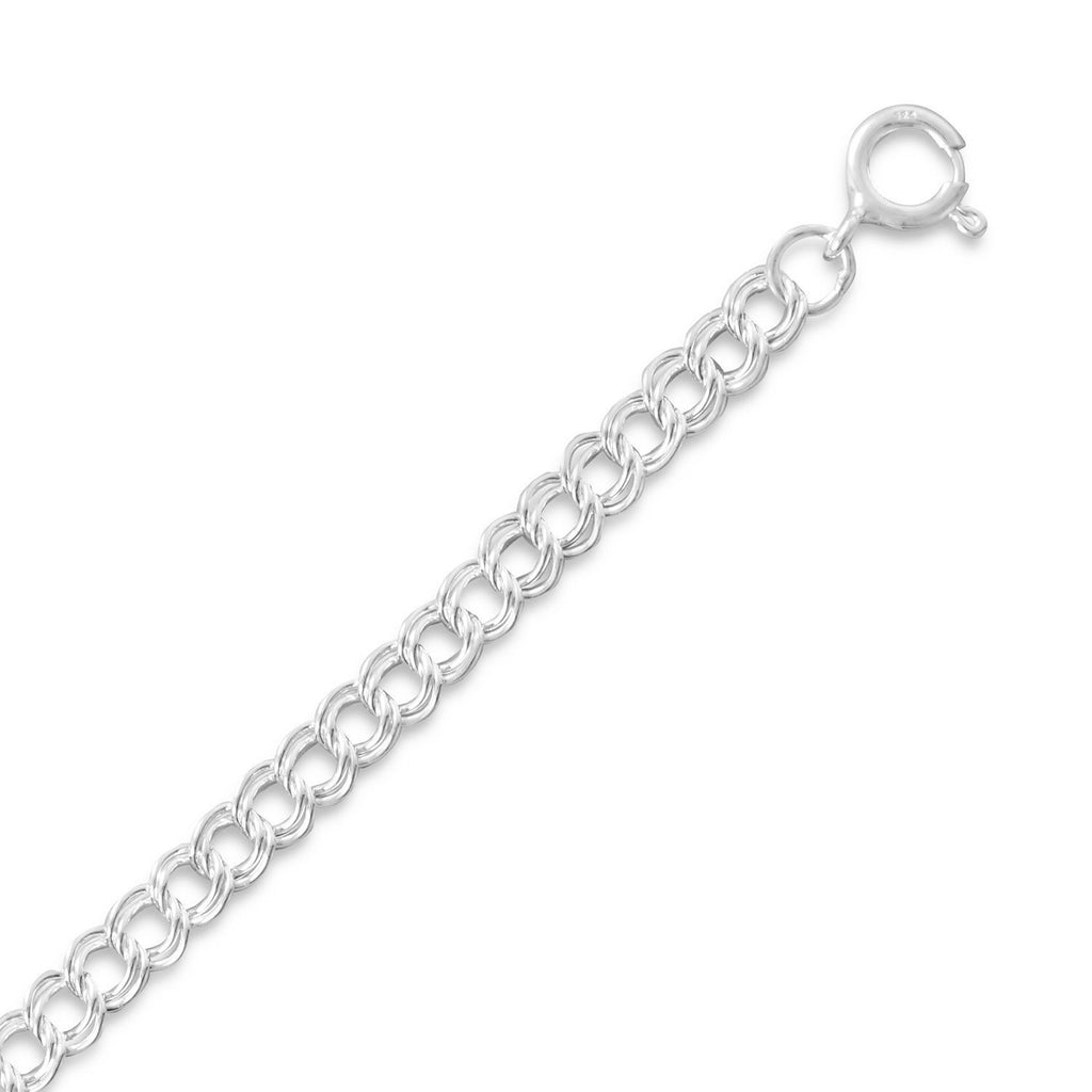 Double Link Chain Bracelet 5mm Wide Sterling Silver - Made in the USA