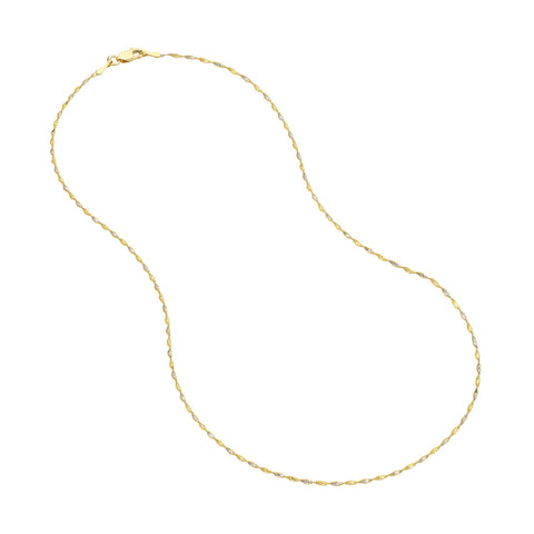 14k Two-tone White and Rose Gold Dorica Twist Chain 020 Gauge 1.35mm Wide