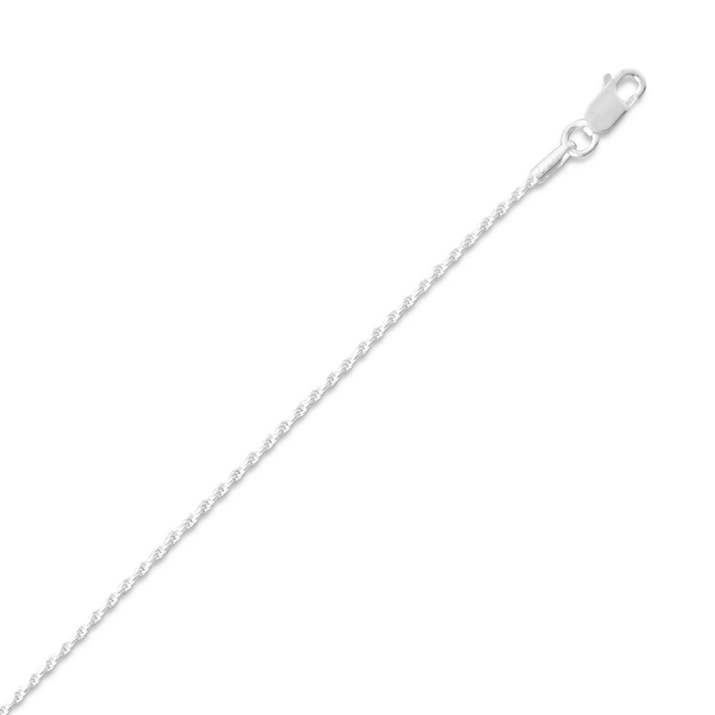 Rope Chain Necklace 1mm Diamond-cut Sterling Silver