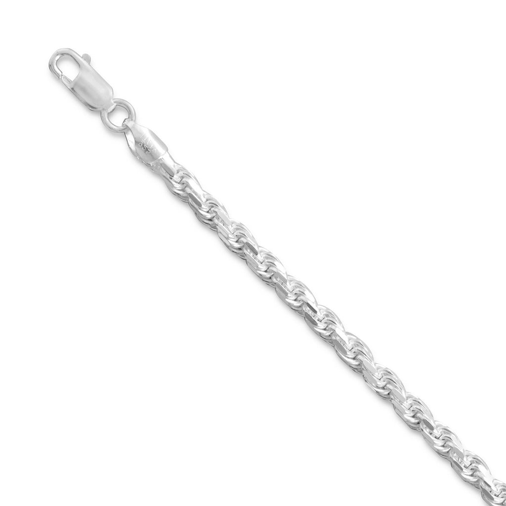 Rope Chain Necklace 3.6mm Width Diamond-cut Sterling Silver
