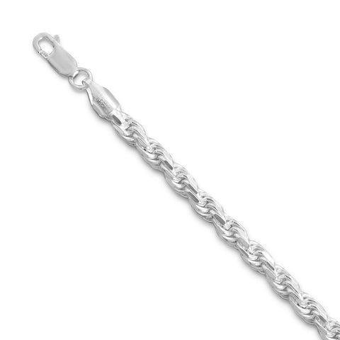 Rope Chain Necklace 4.4mm Width Sparkle-cut Sterling Silver