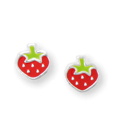 Small Strawberry Stud Earrings Sterling Silver