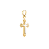 14k Two-tone White and Yellow Gold Small Fleuree Cross 18-inch Chain Necklace