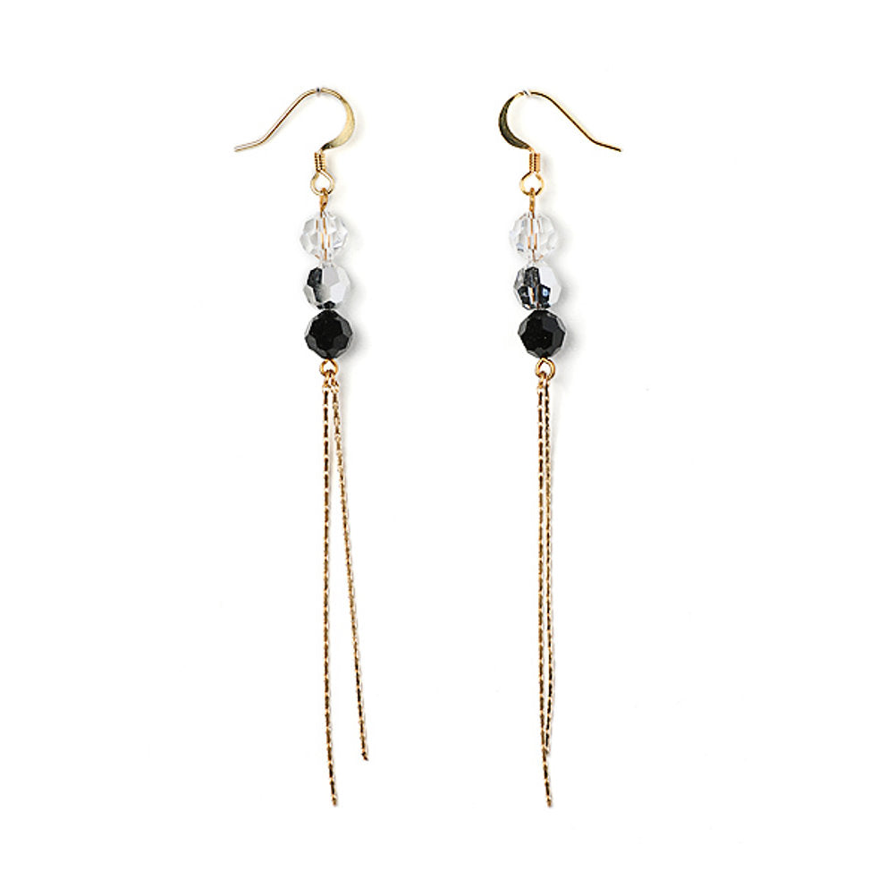 Chain Drop Crystal Earrings Goldtone