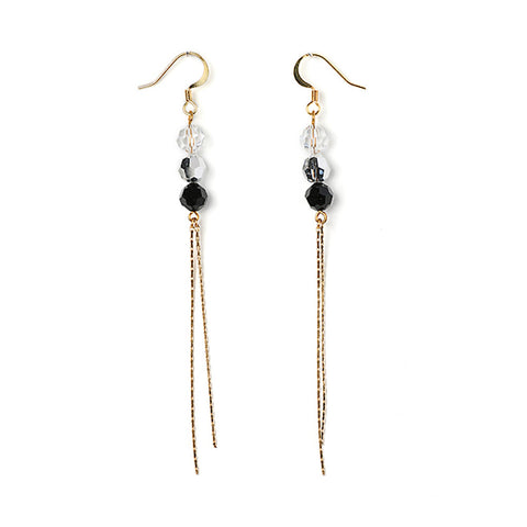 Chain Drop Crystal Earrings Goldtone