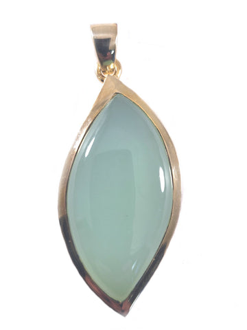 Chalcedony Sea Green Blue Gold-plated Sterling Silver Pendant