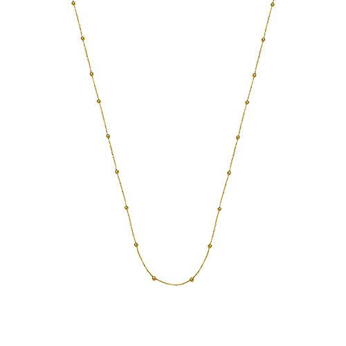 AzureBella Jewelry Small Bead Necklace Station Style 14k Yellow Gold, 36