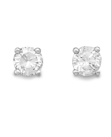 Clear Cubic Zirconia Rhodium Stud Earrings Nontarnish - April