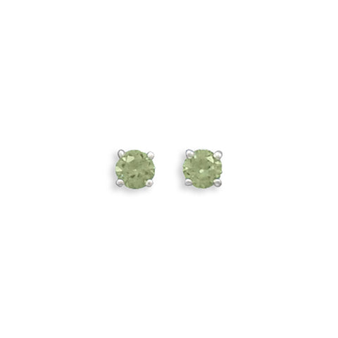 Green Cubic Zirconia Rhodium Stud Post Earrings Nontarnish - August