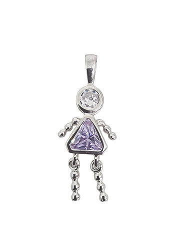 AzureBella Jewelry Birthstone Kids Pendant June Purple with Cubic Zirconia Rhodium on Sterling Silver