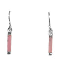 Pink Rhodonite Thin Drop Earrings Sterling Silver