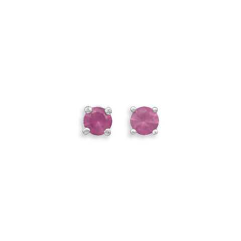 Red Cubic Zirconia Rhodium Post Earrings Nontarnish - July