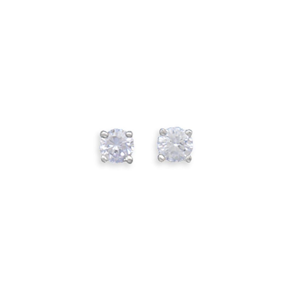 Light Purple Cubic Zirconia Rhodium Stud Earrings Nontarnish - June