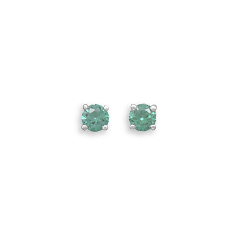 Dark Green Cubic Zirconia Rhodium Stud Earrings Nontarnish - May