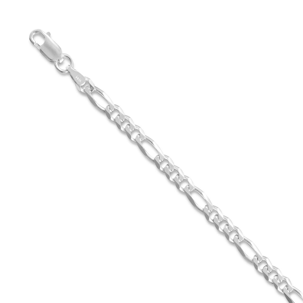 Italian Figaro Chain Necklace 3.9mm Width Sterling Silver