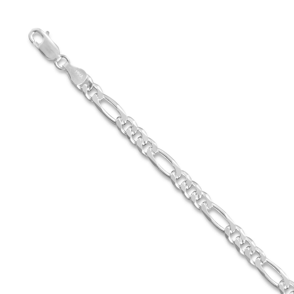 Figaro Chain Necklace 4.3mm Width 16 to 30-inch Lengths Sterling Silver