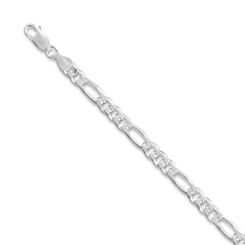 Figaro Chain Necklace 4.3mm Width 16 to 30-inch Lengths Sterling Silver