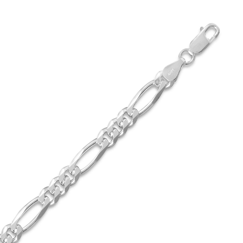 Figaro Chain Necklace 5.5mm Width Lobster Clasp Sterling Silver