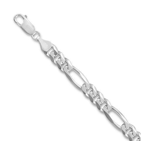 Figaro Chain Necklace 7mm Width Sterling Silver