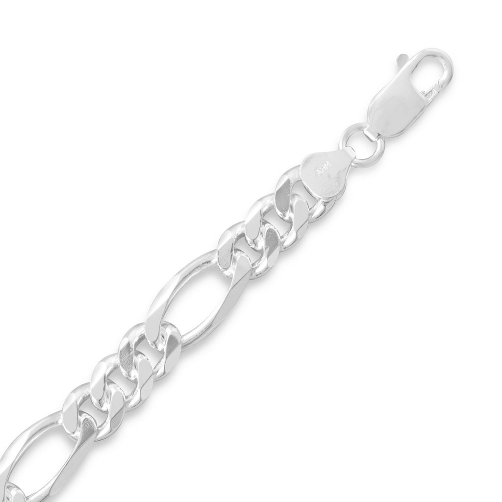 Figaro Chain Necklace 8mm Width Sterling Silver