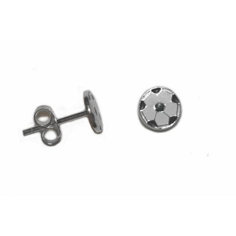 Soccer Ball Stud Post Earrings 6mm White and Black Sterling Silver