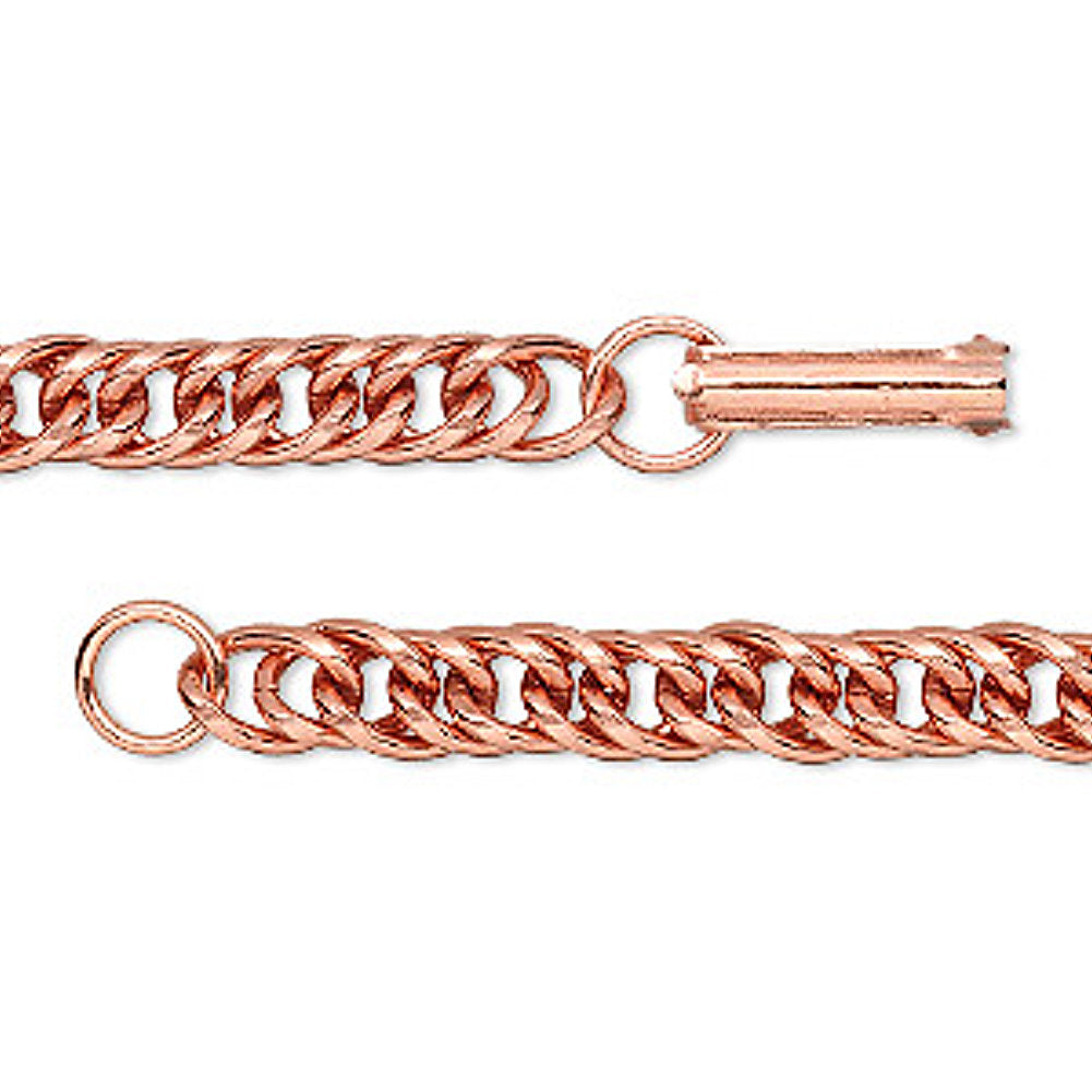 AzureBella Jewelry Copper Curb Chain Bracelet with Fold-Over Clasp 5mm Wide