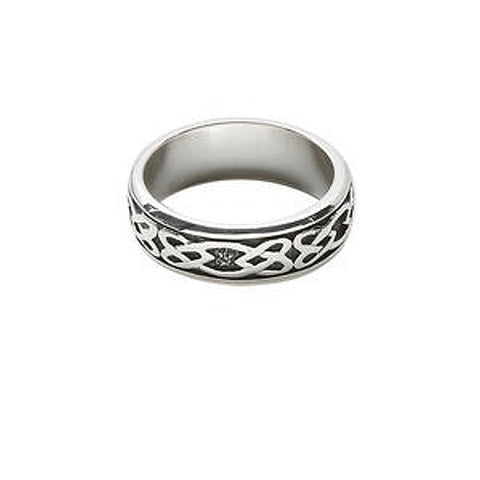 Celtic Knot Band Ring Sterling Silver Antiqued - Size 10