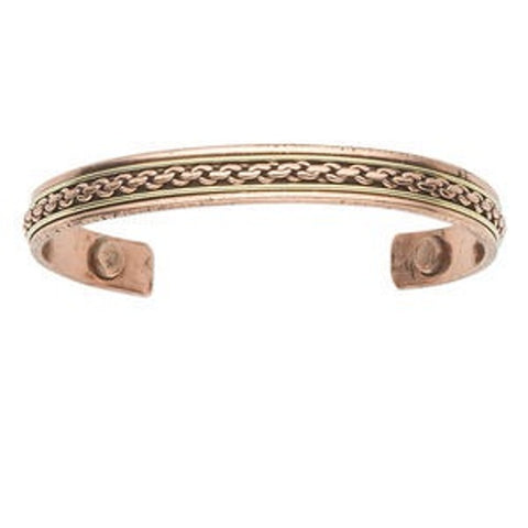 AzureBella Jewelry Copper Cuff Bracelet with Chain Link Design Two Tone with Magnets - Handmade