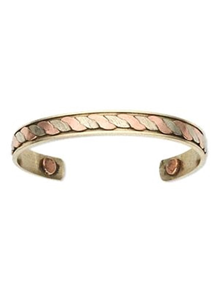 AzureBella Jewelry Therapy Magnetic Copper Cuff Bracelet with Two Tone Rope Design 10mm Wide