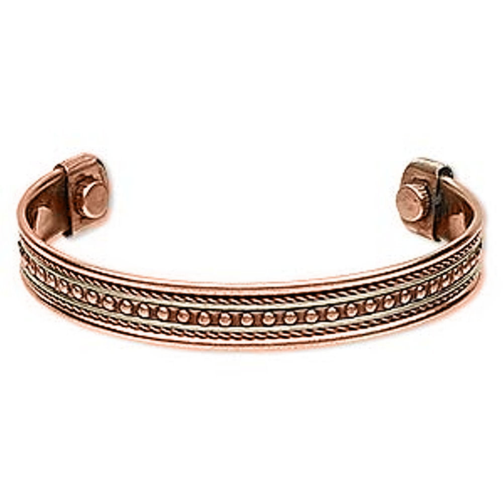 AzureBella Jewelry Magnetic Copper Cuff Bracelet Rope and Bead Design 11mm