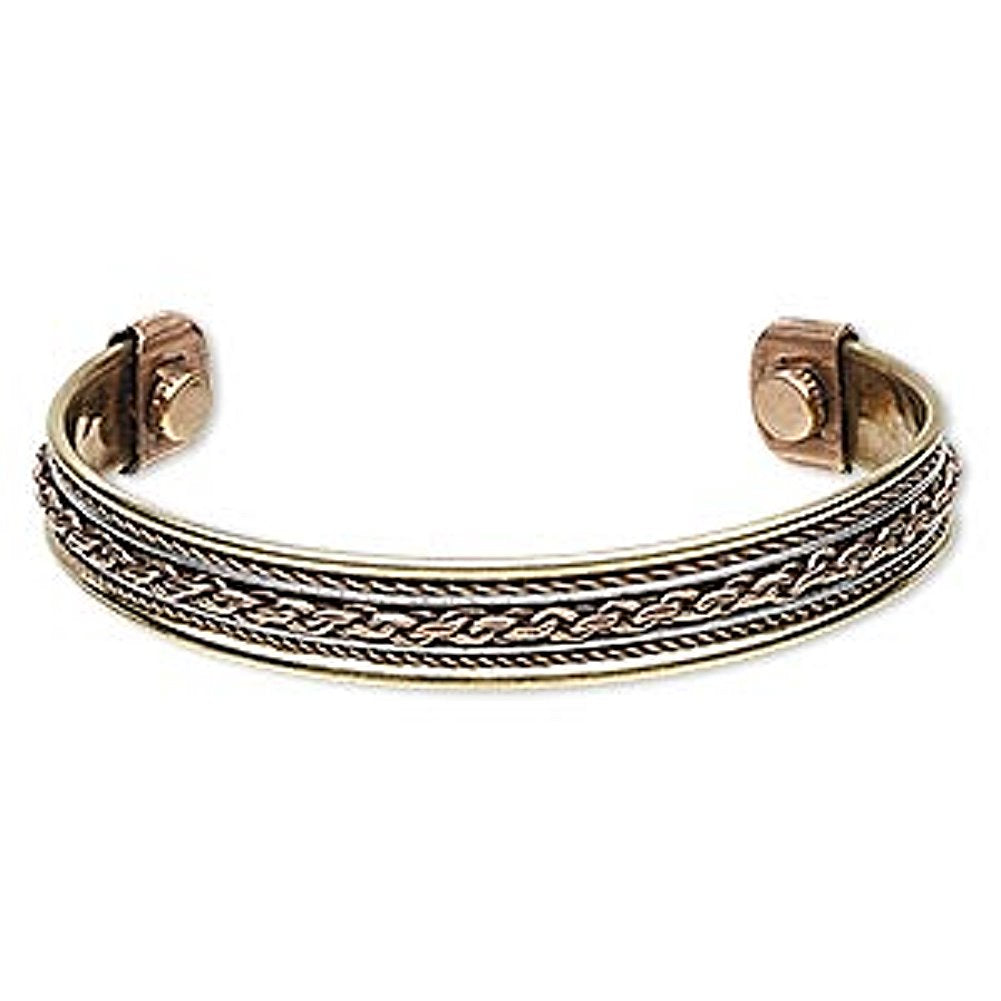 AzureBella Jewelry Magnetic Copper Cuff Bracelet Rope and Chain Design 12mm