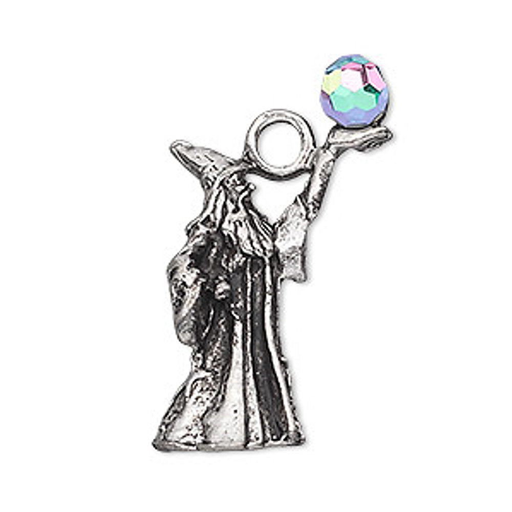 Wizard Pendant with AB Rainbow Crystal Ball High Detail