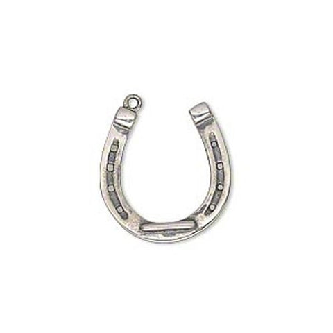 Horseshoe Good Luck Charm Antiqued Sterling Silver