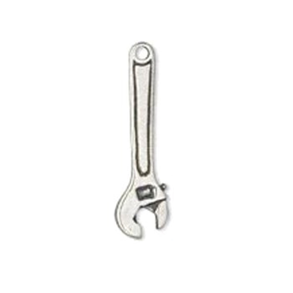 Wrench Tool Charm Antiqued Sterling Silver Double Sided
