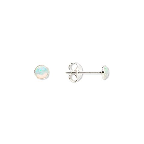 Imitation Opal Stud Earrings Sterling Silver