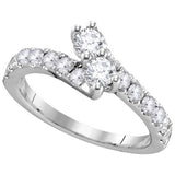 Hearts Together Diamond Engagement Ring 14k White Gold 1/2 CTW 16 Diamonds, 5